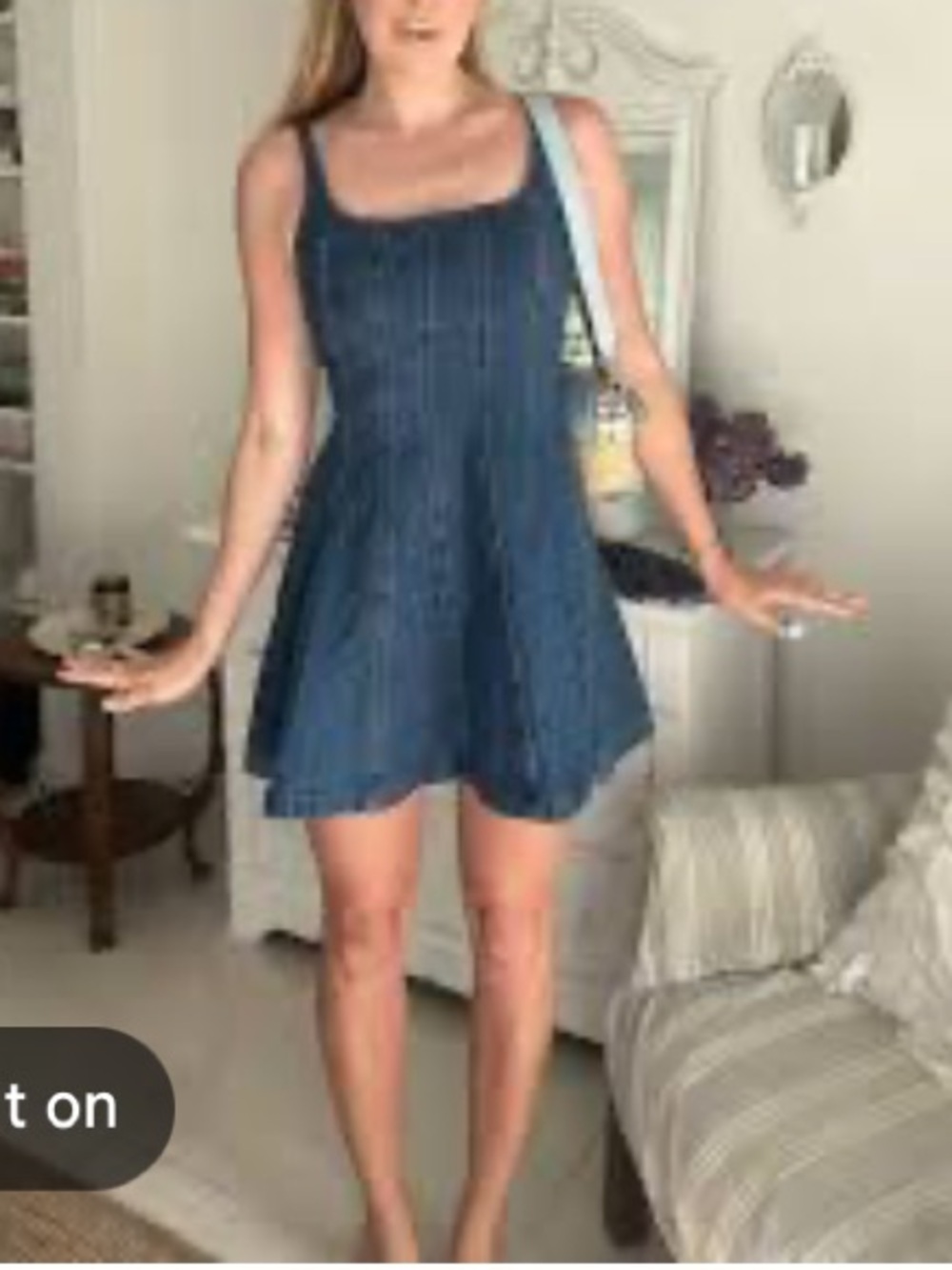 Denim Scoop-Back Fit Flare Dress in Classic Blue - NWT, size 10